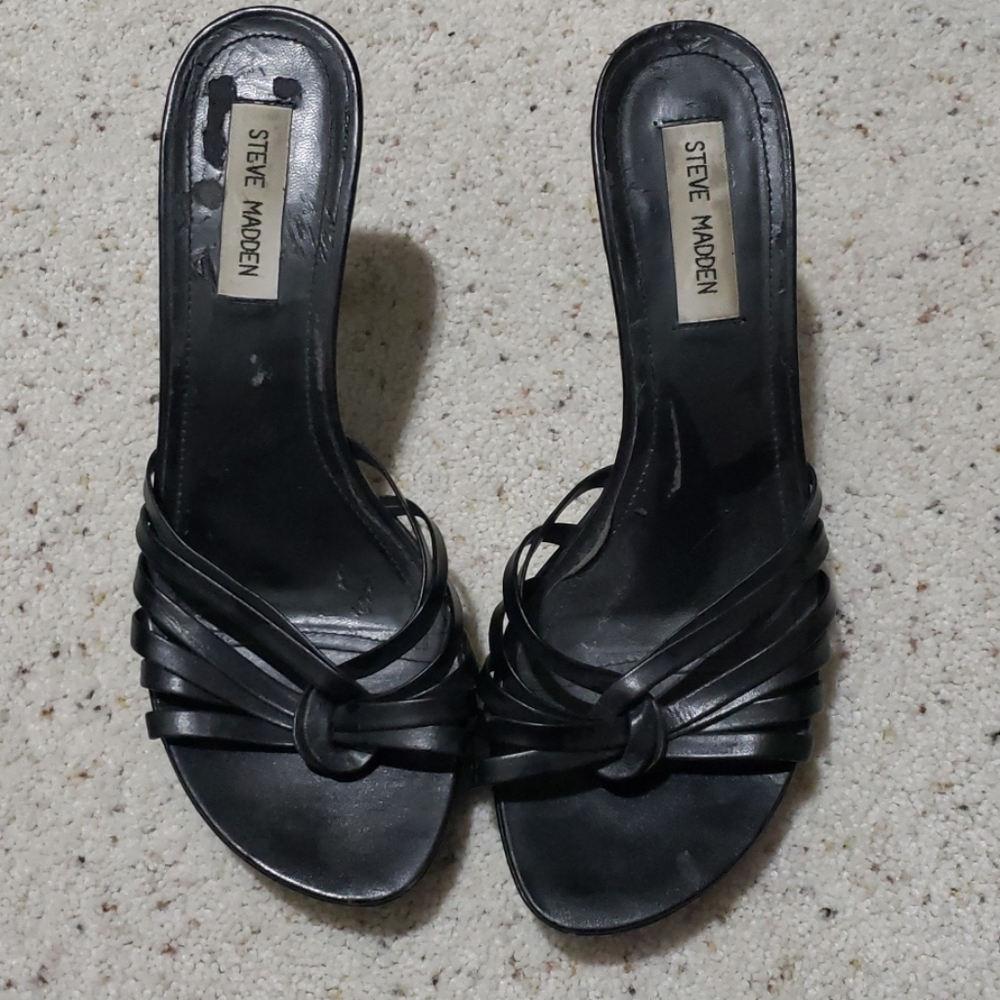 Black Strappy Sandal Open Toe Heels